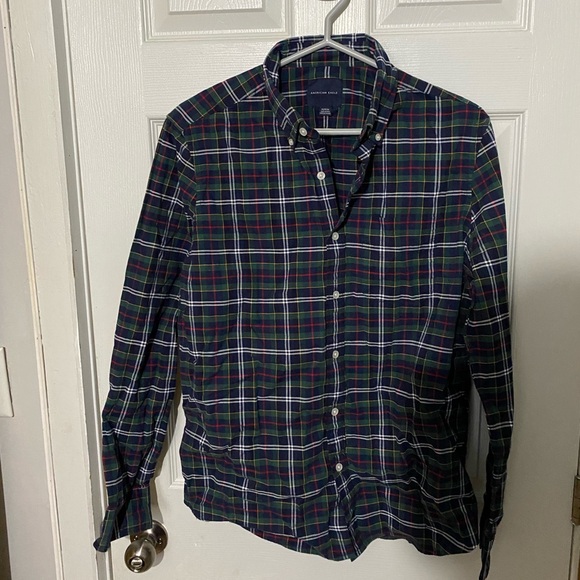 American eagle green plaid shirt with tags on - Picture 1 of 2